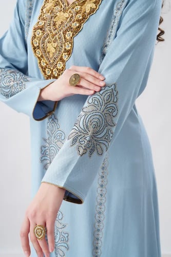 جلابية استقبال لون سماوي موديل WS6-134