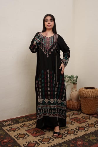 جلابية استايل اردني لون اسود موديل DB4-23