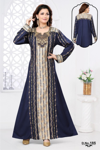 جلابية استقبال لون كحلي تطريز قصب موديل WS-58