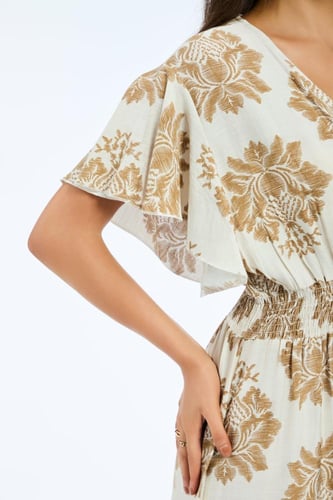 جلابية كويتي مدي لون سكري مع بني موديل CH5-29