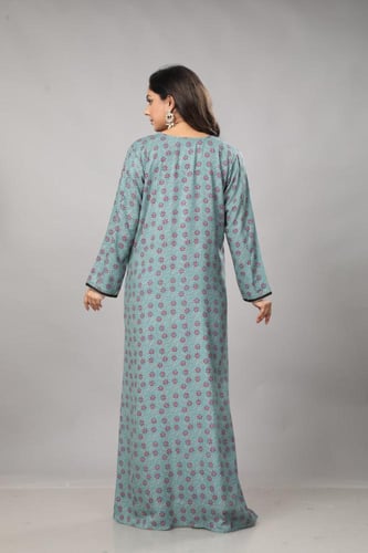 جلابية كشميري نسائي لون بترولي فاتح موديل SQ4-102