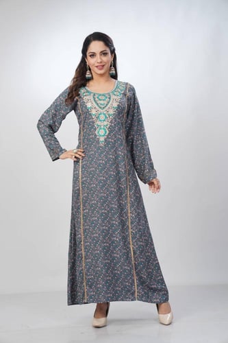 جلابية جامبو مخور كشميري لون رمادي موديل SV5-78