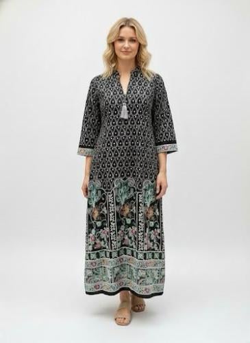 جلابية استايل كويتي لون اسود موديل CH6-55