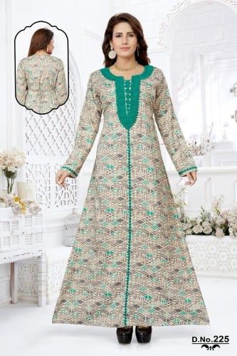 جلابية قطن ناعمه لون بيج في اخضر موديل KB-44