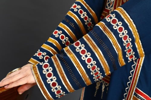 جلابية استايل عسيري لون بترولي موديل DB5-74