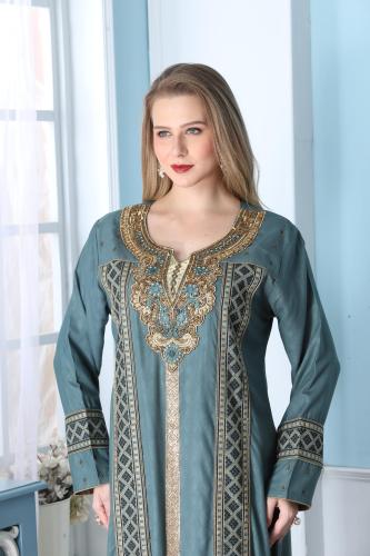 جلابية نسائي لون بترولي فاتح موديل WS5-125