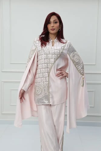 طقم بنطلون استايل تركي لون وردي موديل CH6-3167A