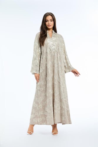 جلابية كويتي لون بيج موديل CH5-32