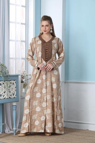 جلابية استايل بحريني لون بني موديل DB5-86