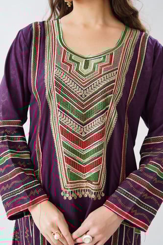 جلابية استايل عسيري لون موف موديل DB6-150