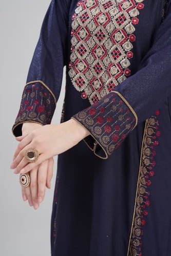 جلابية استايل بحريني لون كحلي موديل DB6-158