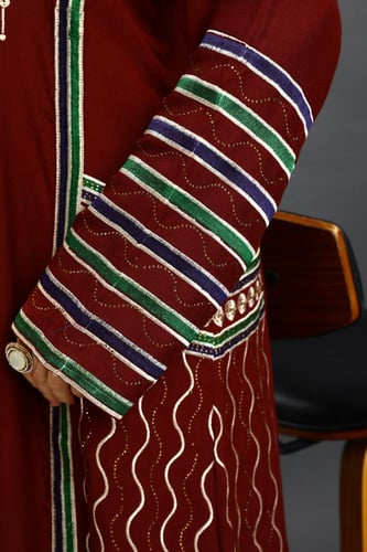 جلابية استايل عسيري لون عودي موديل DB5-75