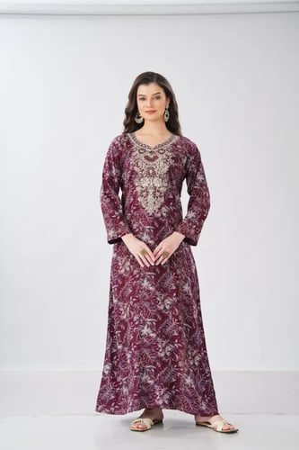 جلابية استايل مخور اماراتي لون عودي موديل SX6-111