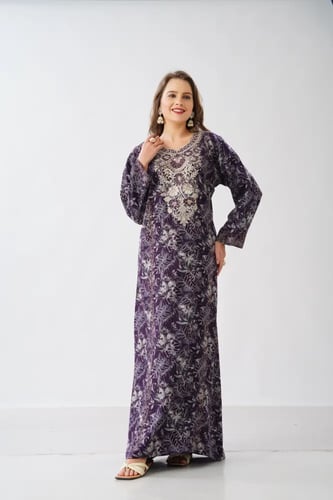 جلابية استايل مخور اماراتي لون موف موديل SX6-111