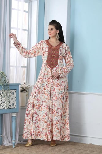 جلابية استايل بحريني لون اورنج موديل DB5-85