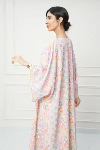 جلابية كويتي تصميم فراشة لون وردي موديل CH6-80