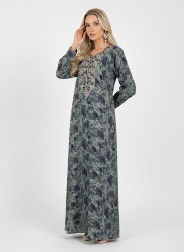 جلابية كشميري صدرية معين لون بترولي موديل SQ6-175