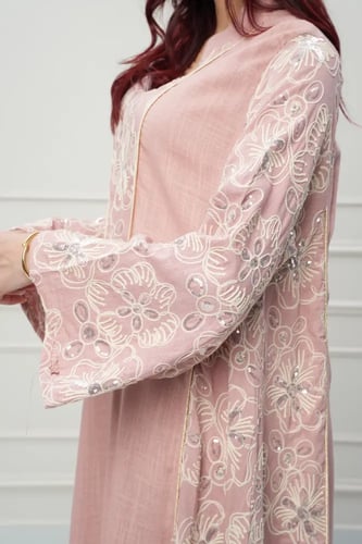 جلابية كويتي لون بينك موديل CH6-83