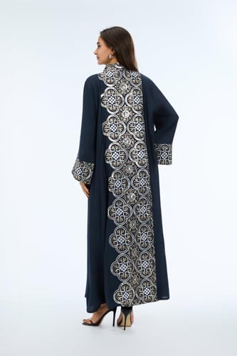 جلابية كويتي لون كحلي موديل CH5-1