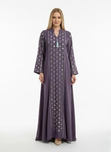 جلابية استايل كويتي لون موف موديل CH6-87