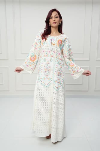 جلابية كويتي لون أوف وايت موديل CH6-56