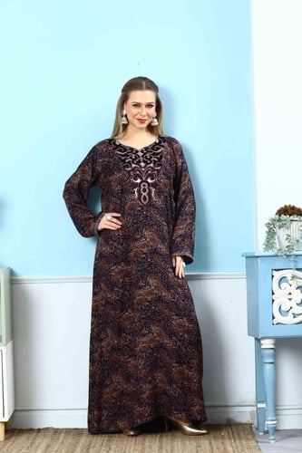 جلابية كشميري لون موف موديل SQ5-135