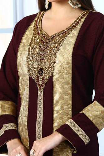 جلابية استقبال لون واين موديل WS5-108