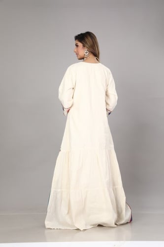 جلابية قرقيعان نسائي بتشجير أخضر وعودي MM-04