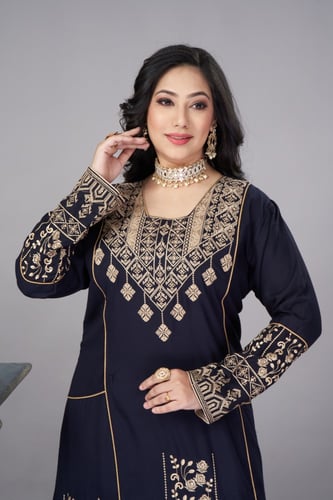 جلابية ستايل اردني لون كحلي موديل DB4-22