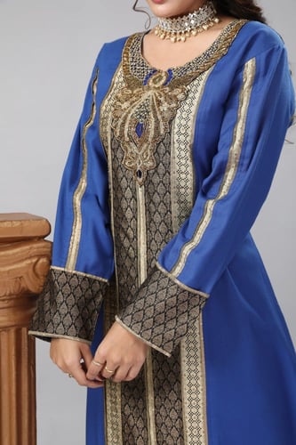 جلابية استقبال راقية لون ازرق موديل WS4-83