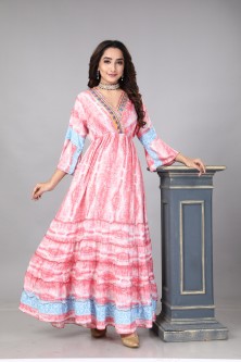 فستان حرير استقبال لون بينك موديلKB-47