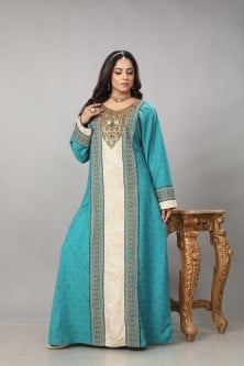 جلابية استقبال اردنية لون فيروزي موديل WS4-100