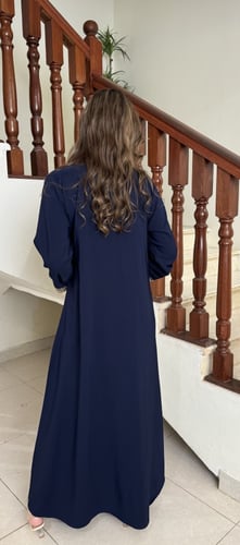 جلابية استقبال صدرية قصب لون كحلي موديل 2A-0101