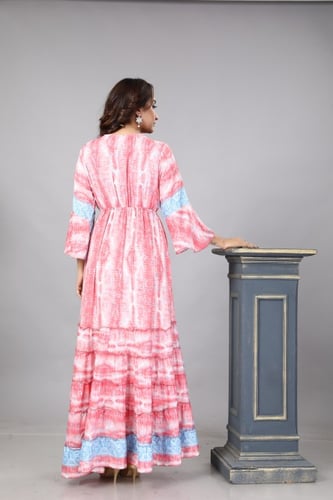 فستان حرير استقبال لون بينك موديلKB-47