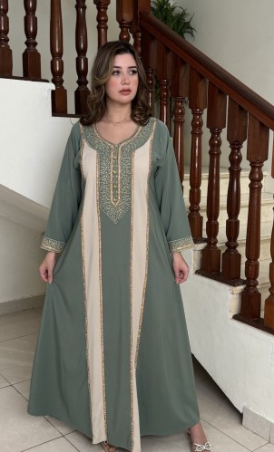 جلابية استقبال صدرية لون اخضر فاتح موديل 2A-0101