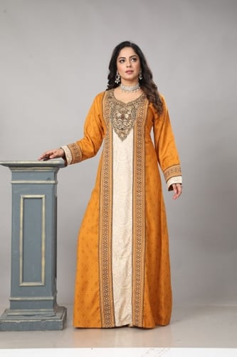 جلابية استقبال اردنية لون برتقالي موديل WS4-100