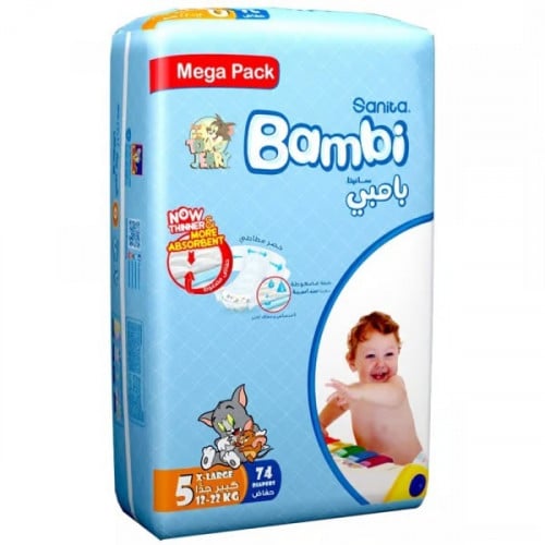 سانيتا بامبي - حفاضات أطفال حجم 5 12-22 كلغ - إكس...