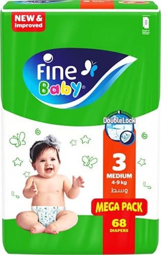 حفاضات فاين بيبي ، مقاس 3 ، وسط 4-9 كجم ، عبوة تحت...