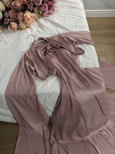 فستان قطعتين تفته حرير ناعم