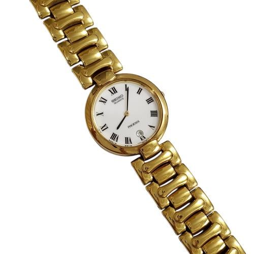 ساعة سيكو فينكس الفاخرة ( PHOENIX ) بتاريخ مينا أبيض ارقام روماني مقاس 30mm-34mm ستانلس ستيل مطلي ذهبي للرجال - Vintage P18