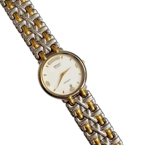 ساعة سيكو فينكس الفاخرة ( PHOENIX ) بتاريخ مينا ابيض مقاس 30mm-34mm ستانلس ستيل مطلي للونين للرجال - Vintage P15