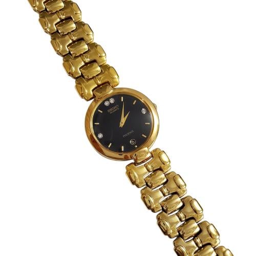 ساعة سيكو فينكس الفاخرة ( PHOENIX ) بتاريخ مينا اسود مقاس 30mm-34mm ستانلس ستيل مطلي ذهبي للرجال - Vintage P20
