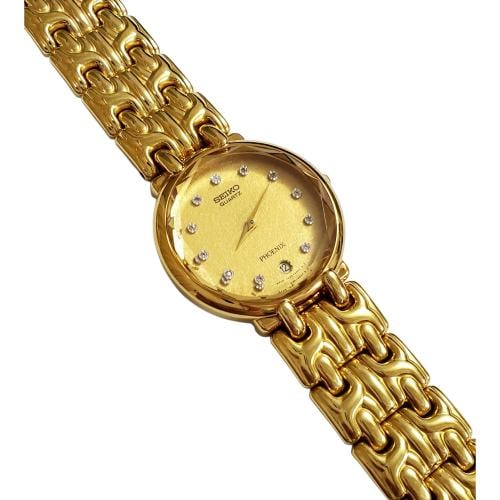 ساعة سيكو فينكس الفاخرة ( PHOENIX ) بتاريخ مينا ذهبي Gradient Glass مقاس 30mm-34mm ستانلس ستيل مطلي ذهبي للرجال - Vintage P7