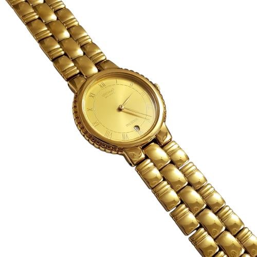 ساعة سيكو فينكس الفاخرة ( PHOENIX ) بتاريخ مينا ذهبي ارقام روماني مقاس 30mm-34mm ستانلس ستيل مطلي ذهبي للرجال - Vintage P4