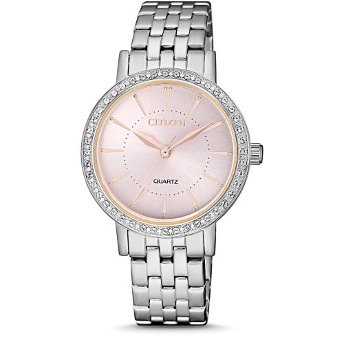 ساعة سيتزن اليابانية ستانلس ستيل انالوج كوارتز للن...