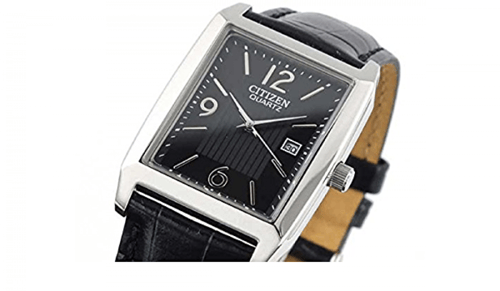 ساعة سيتيزن اليابانية كوارتز انالوج جلد بتاريخ للر...