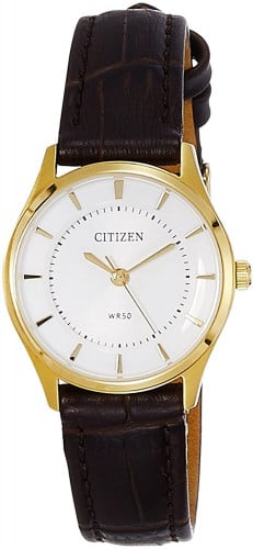 ساعة سيتزن جلد اليابانية انالوج كوارتز للنساء - ER...