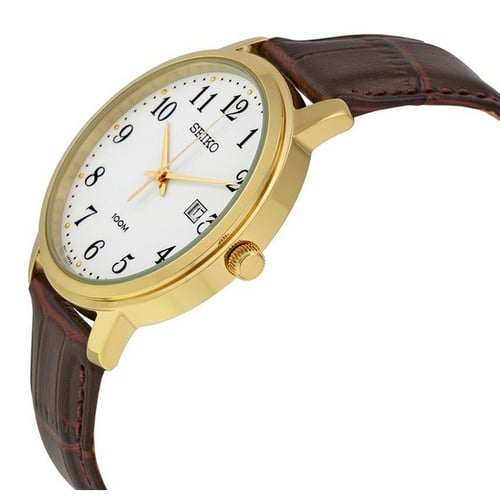 Seiko Quartz Leather Strap SUR114P1 SUR114P Mens W...