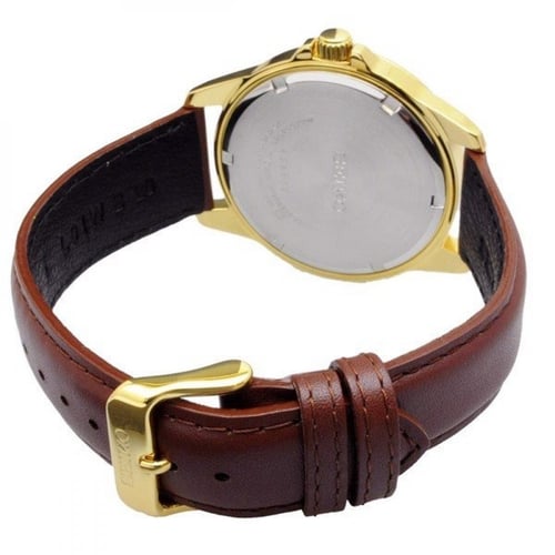 ساعة يد سيكو رجالي كوارتز سوار جلد بني ، مينا لون...