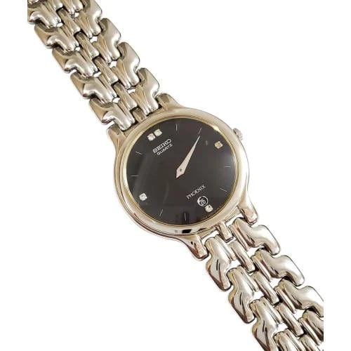 ساعة سيكو فينكس الفاخرة ( PHOENIX ) بتاريخ مينا اسود مقاس 30mm-34mm ستانلس ستيل مطلي فضي للرجال - Vintage P9